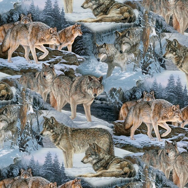 Wolves Fleece Fabric by the yard...