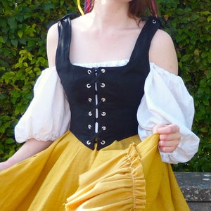 Black Corset Renaissance Bodice Lace Up Costume