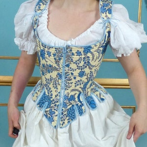 18th Century Front and Back Laced Pattern Cotton Corset Stays Historical Reenactment Costumes UnderGarments 2034