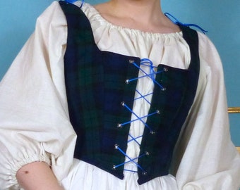 Colour Tartan Corset Renaissance Bodice Lace Up Costume Perfect For Ren Fairs