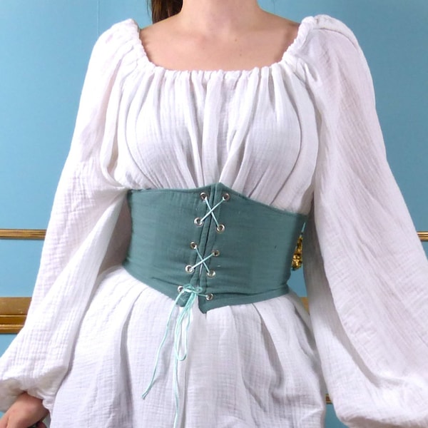 Corset de ceinture en gaze de coton fantaisie, accessoires de costume de la Renaissance médiévale
