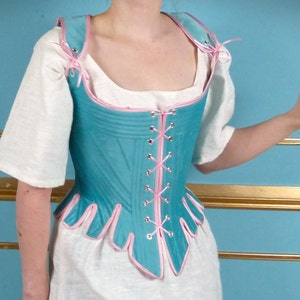 18th Century Front and Back Laced Coloured Velvet Corset stays Historical Re-enactment Costumes Undergarments