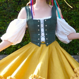Gekleurd linnen corset renaissance lijfje met veters
