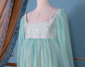 Ready to Ship Borgia Style Florentine Renaissance Lady's Mint and White Chiffon Dress Costume