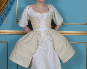 Cream Side 18th Century Steel Boned Panniers Undergarments and Historic Dress Support Frame