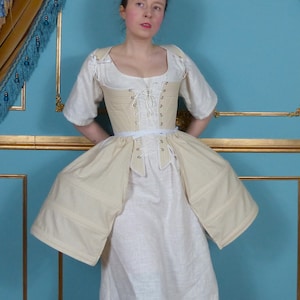 Cream Side 18th Century Steel Boned Panniers Undergarments and Historic Dress Support Frame