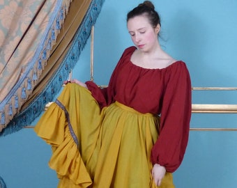 Farbe Baumwolle Gaze Lange Ärmel Renaissance Bauer Bluse Kostüm Dress Up Ren Faire