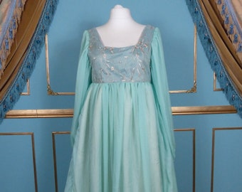 Ready to Ship Borgia Style Florentine Renaissance Lady's Mint and Gold Chiffon Dress Costume