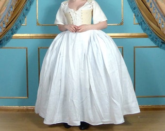 Falda de enagua de lino del siglo XVIII, ropa interior de fantasía de inspiración histórica