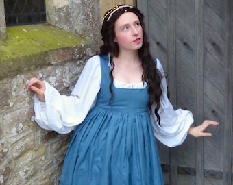 Ren Faire Villager Peasant&#39;s Linen Simple Dress Historical Fantasy Costume Re-enactment