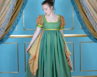 Ready to ship Pre-Loved Borgia Renaissance Green and Gold decorative Florentine Historical Costume Dress Up Princess Re-enactment