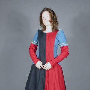Two Colour Linen Medieval 14th Century Women's Over Coat - Etsy UK