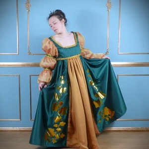 Borgia Renaissance Chiffon Ivy decorative Florentine Historical Costume Dress Up Princess Re-enactment