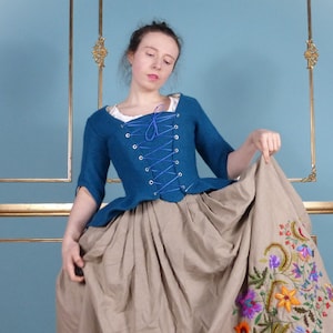 Robe a la Polonaise 18th century Women&#39;s Woollen Jacket, Historical Ladies Costume Short Hem