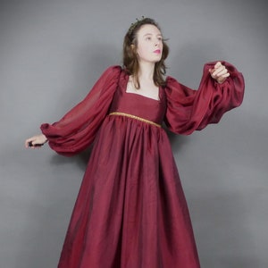 Borgia Renaissance Chiffon Billowy Sleeves Florentine Historical Costume Dress Up Princess Re-enactment