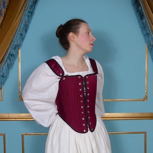 Women&#39;s Duchess Satin Tudor Corset lace front historical Costume and Re-enactment Undergarments Bodies and Stays