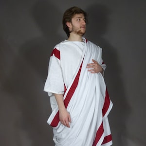 Men's Ancient Roman Senate White Linen Costume Toga For Re-enactment And Fancy Dress