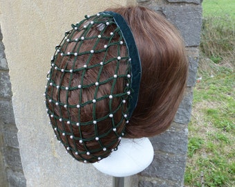Renaissance Beaded Pearl Lady Hair Net Snood Historic Costume Head wear