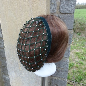 Renaissance Beaded Pearl Lady Hair Net Snood Historic Costume Head wear