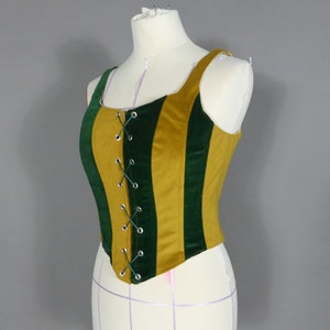 Ready to ship Historical Yellow and green Corset Renaissance Bodice Lace Up Costume Historical Fancy Dress Up