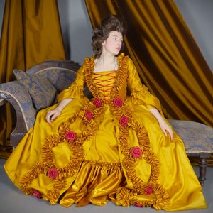Belle Inspiriert 18. Jahrhundert Robe a la Francaise Kleid Sack Backed Kleid Historisches Disney Cosplay Die Schöne und das Biest