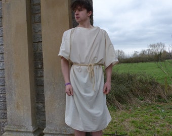 Men's  Ancient Roman Cream Cotton Costume Toga For Reenactment And Fancy Dress