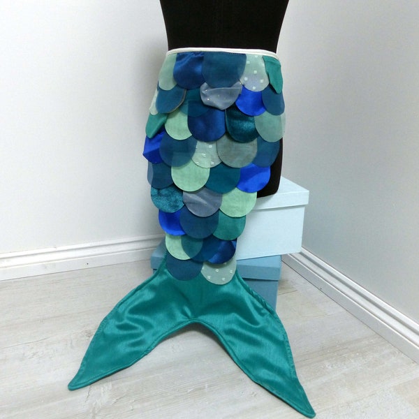 Children's Mermaid Fancy Dress Shimmering Blue Scale Tail