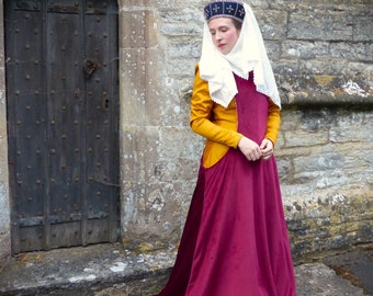 Simple style Medieval Duchess Velvet Surcoat overdress Historical Costuming Larping Re-enactment Events