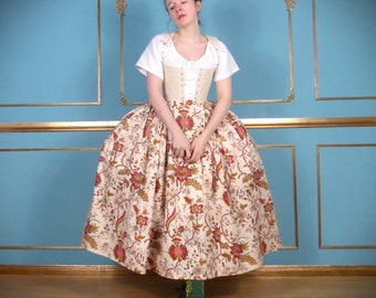 Floral gemusterten 18.Jh. Petticoat Rock Fantasy Historisches Inspiriertes Kostüm Niederländisches Erbe