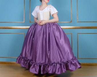 Shantung Satin 18th Century Ruffle Petticoat Skirt Fantasy