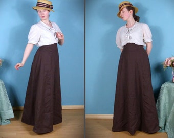 Edwardian Suffragette Simple Linen Skirt With Back Hook and Eye Fastening Historical Costuming