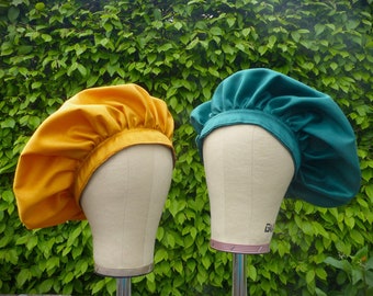 Plain Shantung Satin Renaissance Muffin Hat Feathers Historic Costume and Clothing