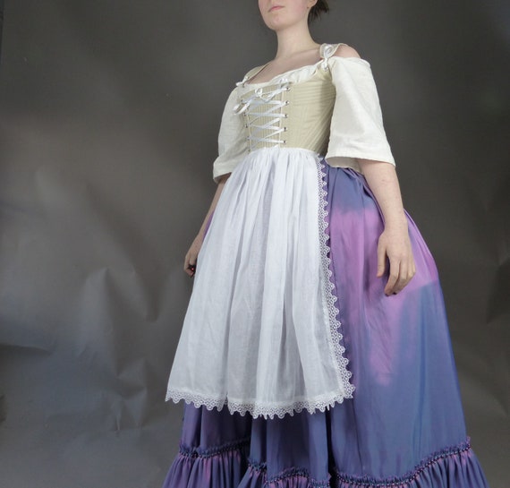 Lace Edged White Cotton 18th Century Inspired Apron - Etsy