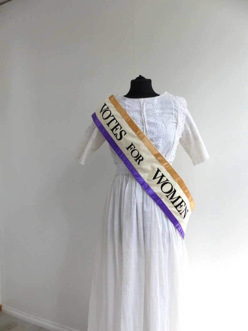 1900s Edwardian Dress, 1910s Dresses and Gowns American Suffragette Protest Sash Votes Of Women Edwardian 1920 Costume Accessories $20.45 AT vintagedancer.com