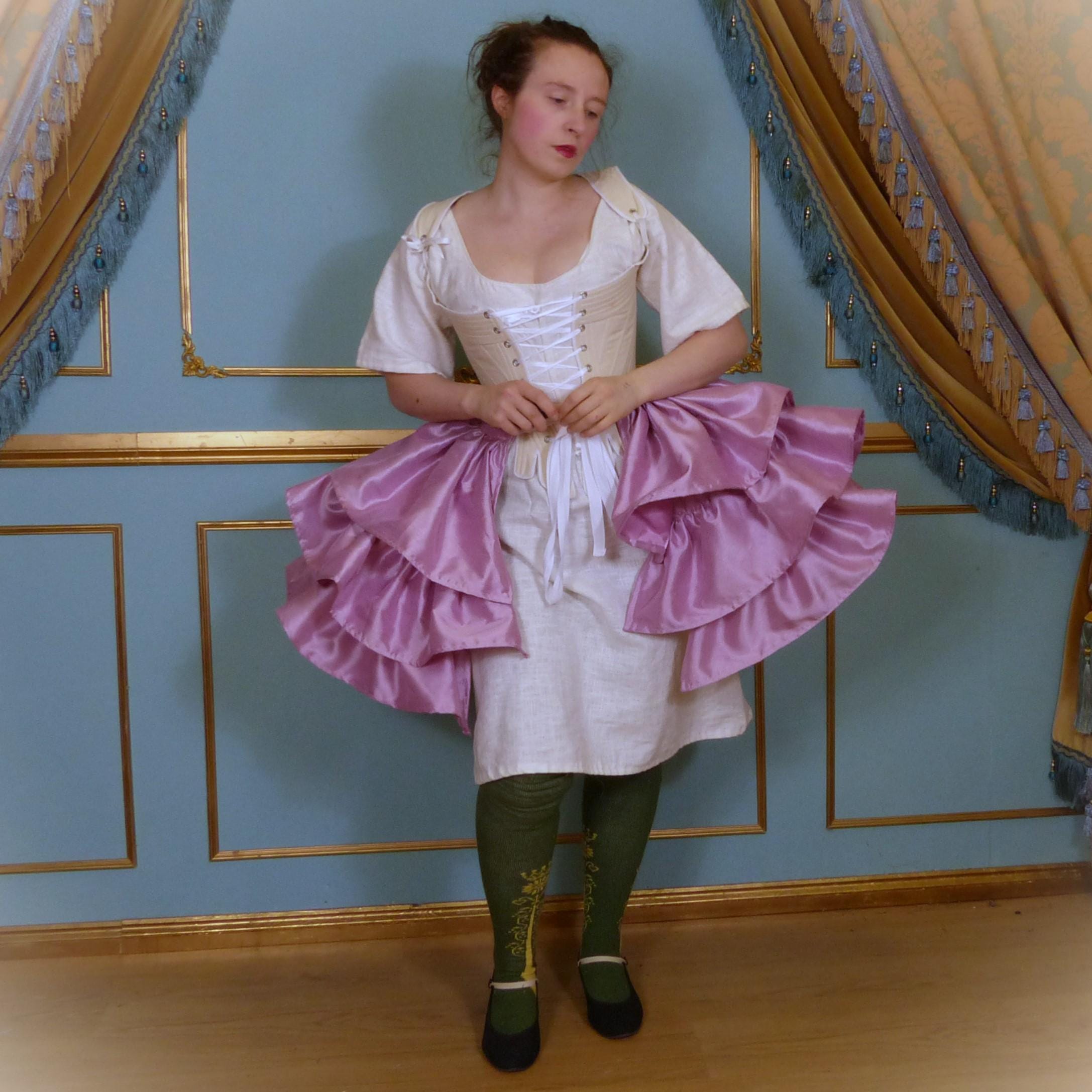 Ruffle Rococo Side Panniers 18th Century Undergarment Support