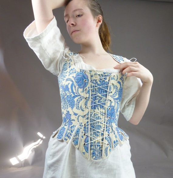 Ready to Ship 18th Century Stomacher Front and Back Laced Patterned Cotton  Corset Stays Historical Re-enactment Costumes Undergarments 
