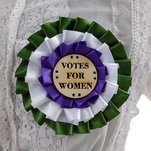 Suffragette Ribbon Protest Brooch Back Rosette Votes For Women Edwardian 1920 Costume Accessories