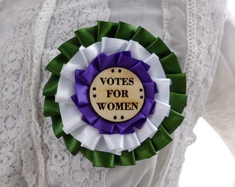 Suffragette Ribbon Protest Brooch Back Rosette Votes For Women Edwardian 1920 Costume Accessories