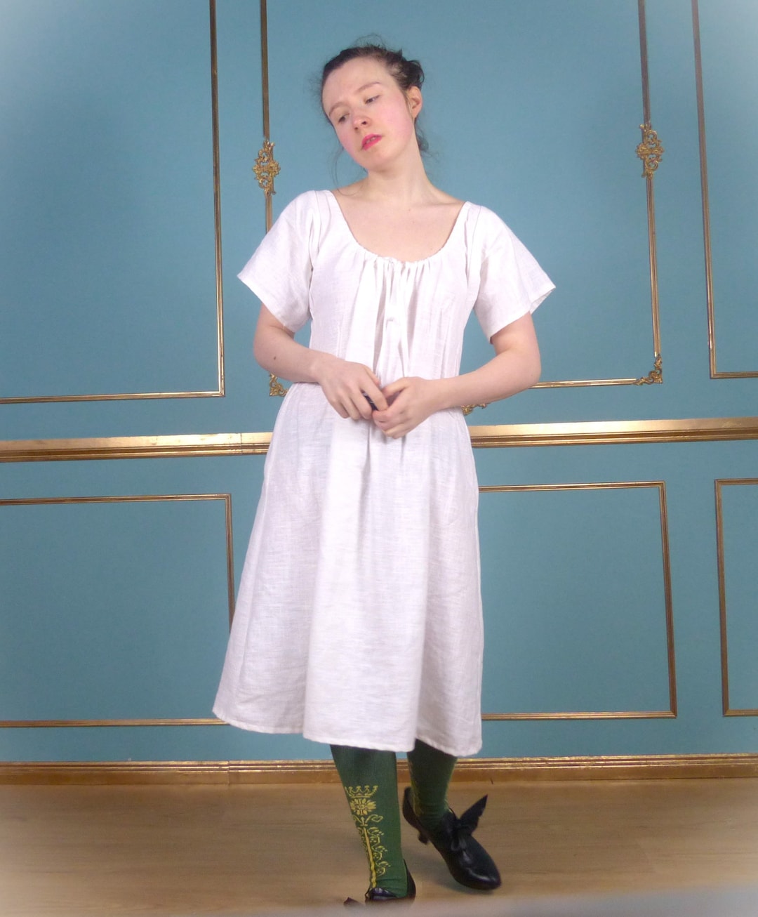 White 18th Century Linen Chemise Rococo Shift Dress Historical ...