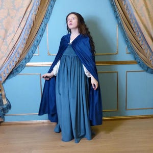 Ready to Ship Blue Velvet Long Cloak, Medieval Fantasy Costume Re-enactment Cape