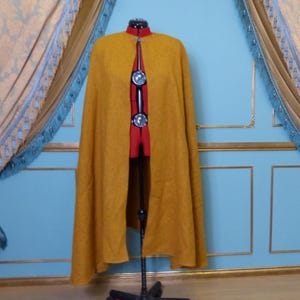 Ready to Ship Yellow Wool Long Cloak, Medieval Fantasy Costume Re-enactment Cape