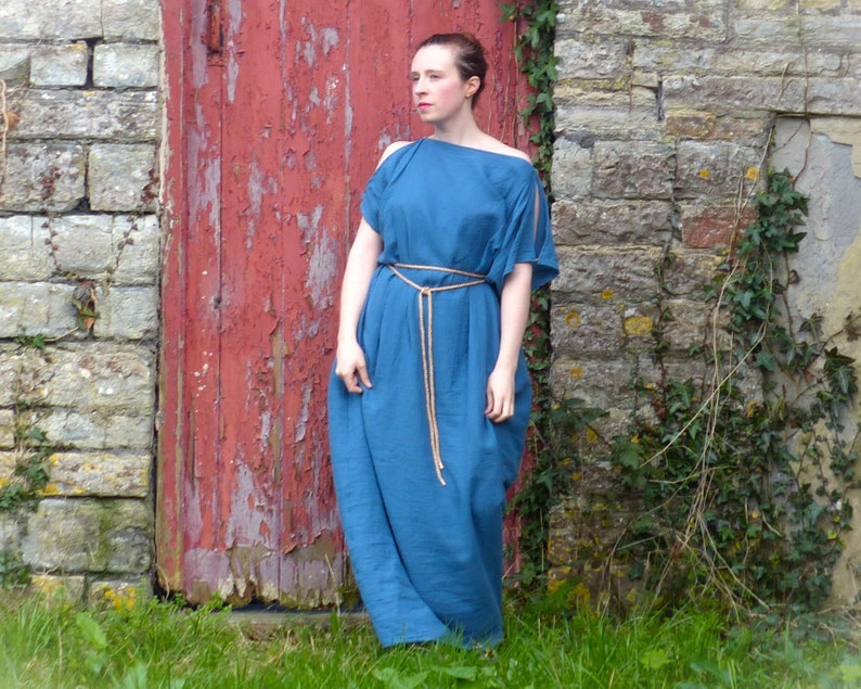 Womens Greek Cotton Gauze Tunic Ancient World Peplos Chiton Historical Costume image 8