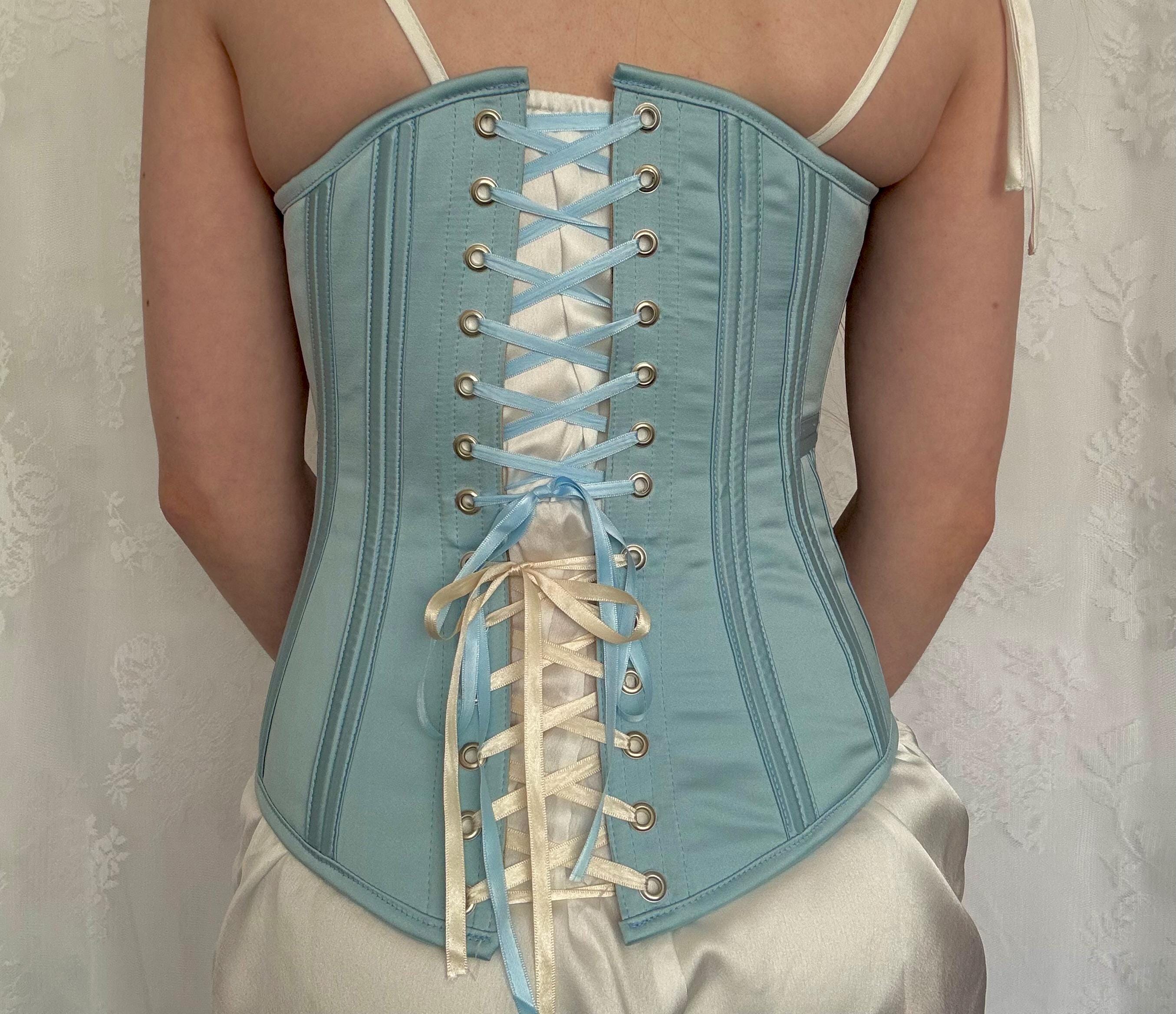 19th Century Victorian Busk Front and Back Laced Satin Corset ...