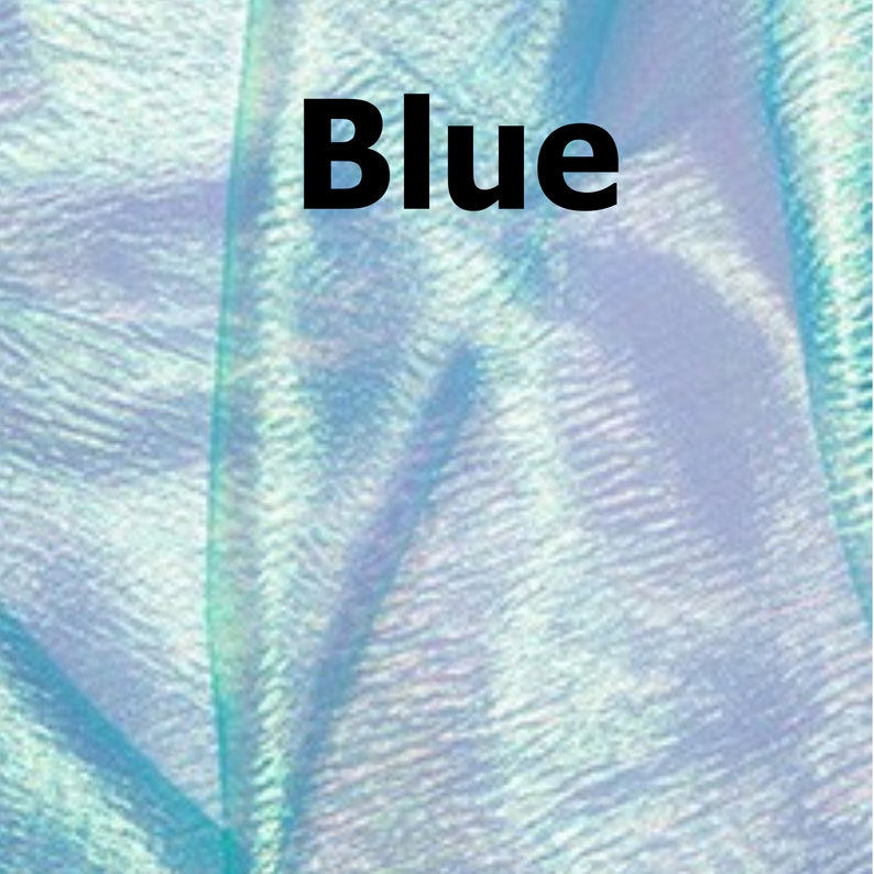 May include: A close-up of iridescent blue fabric with a subtle shimmer. The fabric has a textured, woven appearance.