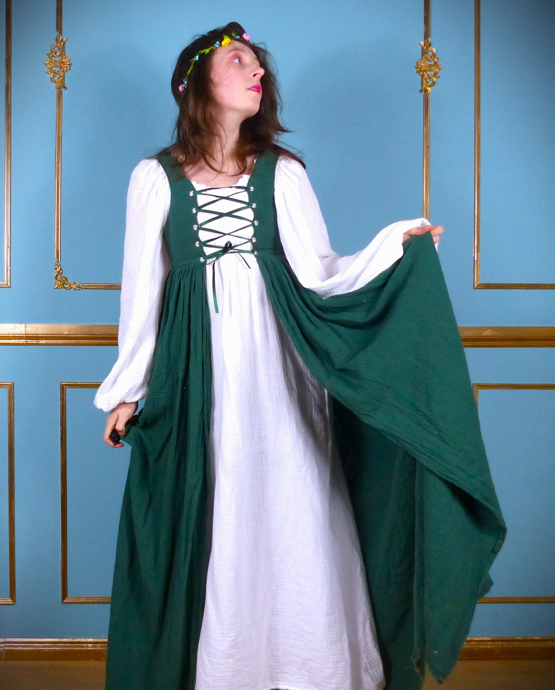  Vestido medieval de reina vitoriana para mujer, de manga corta,  vestido de baile de regencia, renacentista, disfraz de vampiro, Azul :  Ropa, Zapatos y Joyería