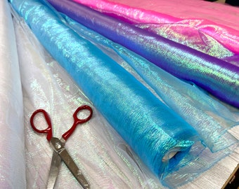 Iridescent Rainbow Shimmery Organza Crafting Dress Making Fabric
