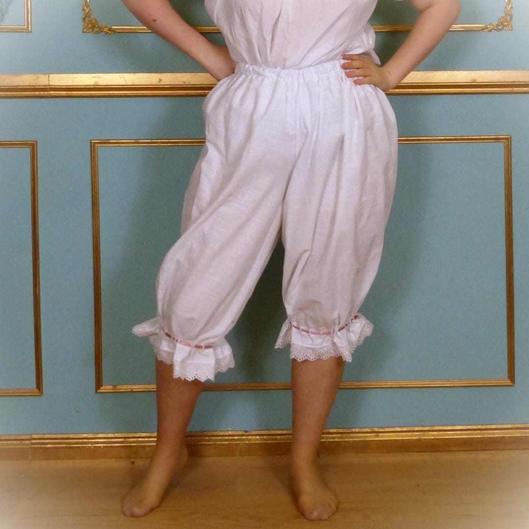 Victorian Elasticated Lace Trim Knee Length Bloomers Victorian
