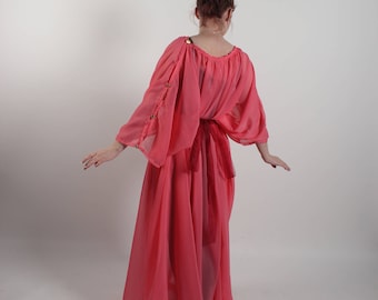 red chiton dress Womens Greek chiffon Tunic Ancient World Peplos Chiton Historical Costume Maternity Bump Photography Maternity Dress Photography prop