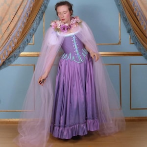 Fantasy Floral Tulle Pink Fairy tale Cloak Princess Costume