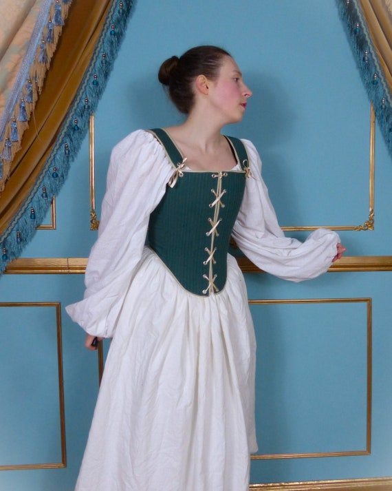corset traditional dress Women's Linen Tudor Corset Open Fronted Historical Costume and Re-enactment  Undergarments Bodies and Stays